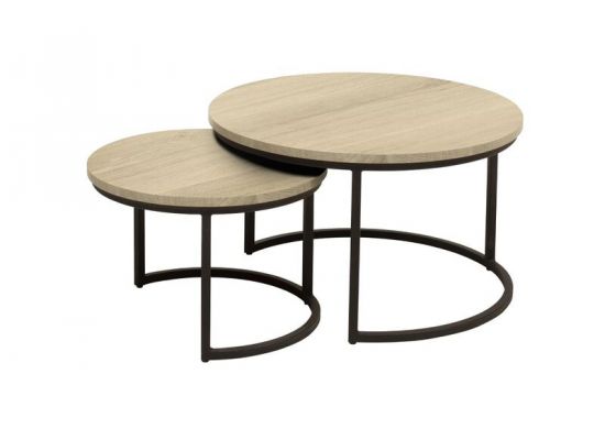 Salontafel Lunata (set van 2) fresh oak decor frame zwart