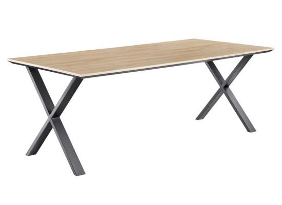 Eettafel Rianta houtstructuur/metaal 220x100cm