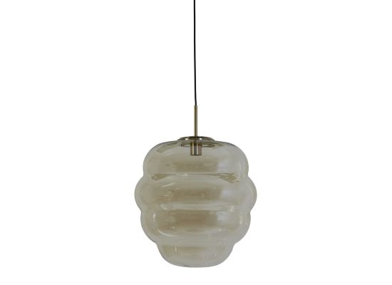 Hanglamp Misty goud cognac glas rond 45