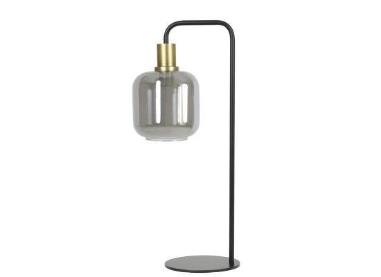 Tafellamp Lekar antiek brons glas smoke