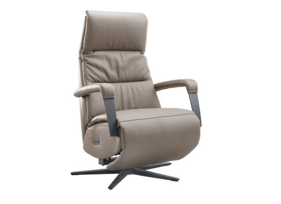 Relaxfauteuil Chanti L met sta-op bruin leer
