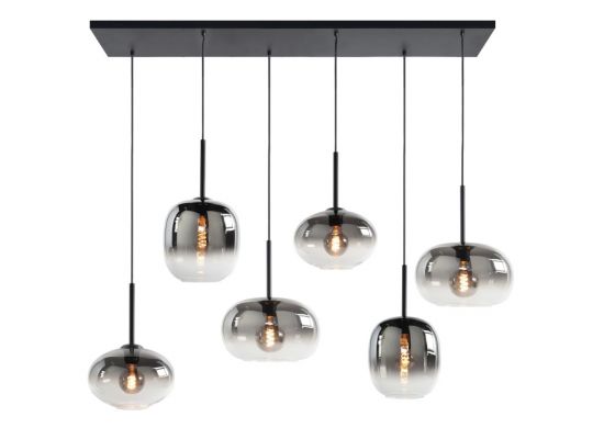Hanglamp met 6 diverse gouden glazen - 120cm- Zwart/Goud
