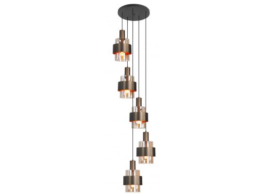 Hanglamp Marrone 5-lichts Rond Brons/Bruin
