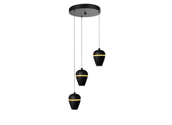Dimbare zwart/gouden hanglamp Singapore met 3 pendels - 30cm