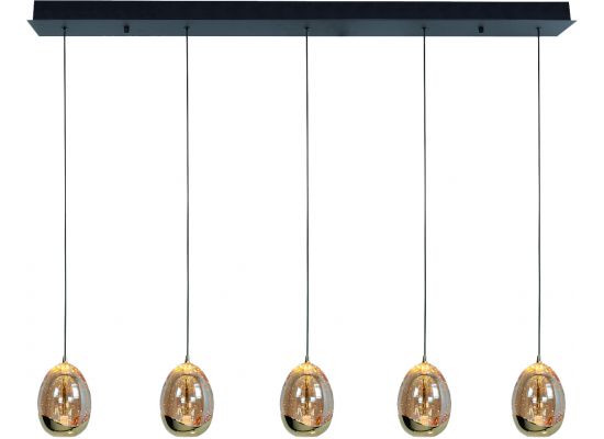 Clear Egg 5 lichts hanglamp met zwarte accenten -110 cm